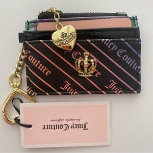 Juicy Couture Next in Line Card Case - Diagonal Stripe (NWT)